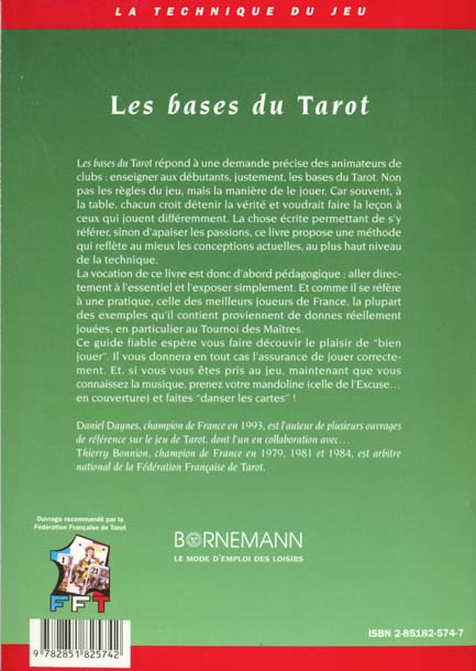 Quatrième de couverture de « LES BASES DU TAROT »