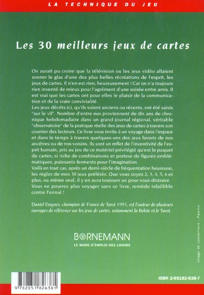Quatrième de couverture de « 30 MEILLEURS JEUX DE CARTES »