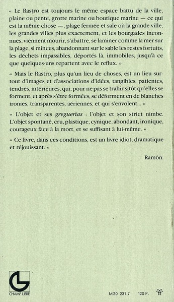 Quatrième de couverture de « LE RASTRO »