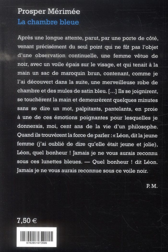 Quatrième de couverture de « La chambre bleue »