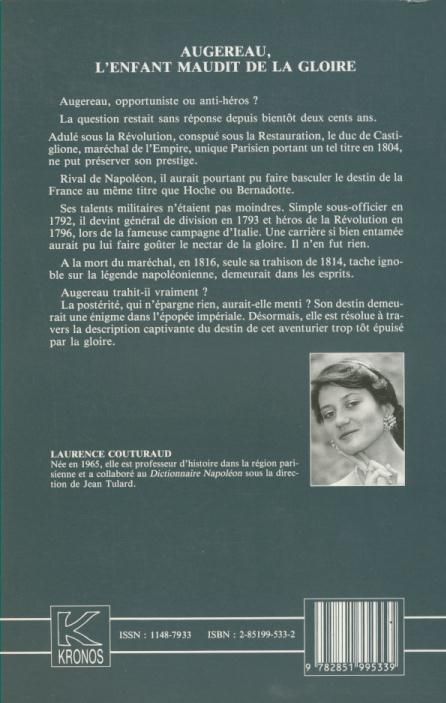 Quatrième de couverture de « AUGEREAU - L'ENFANT MAUDIT DE LA GLOIRE - KRONOS N 4 »
