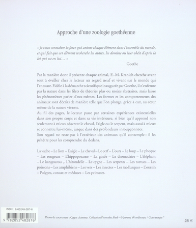 Quatrième de couverture de « ANIMAL - APPROCHE D'UNE ZOOLOGIE GOETHEENNE »