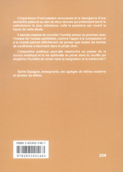 Quatrième de couverture de « CLAUDEL ET JAMMES REFLEXIONS SUR DEUX POETES EN QUETE DU SACRE »