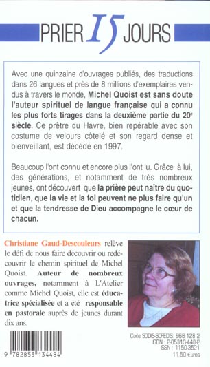 Quatrième de couverture de « PRIER 15 JOURS AVEC MICHEL QUOIST »