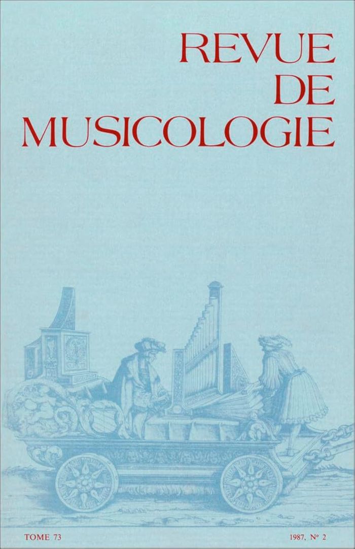 Couverture du livre « REVUE DE MUSICOLOGIE TOME 73, N 2 (1987) », librairie Les Contes Infusés à Corte