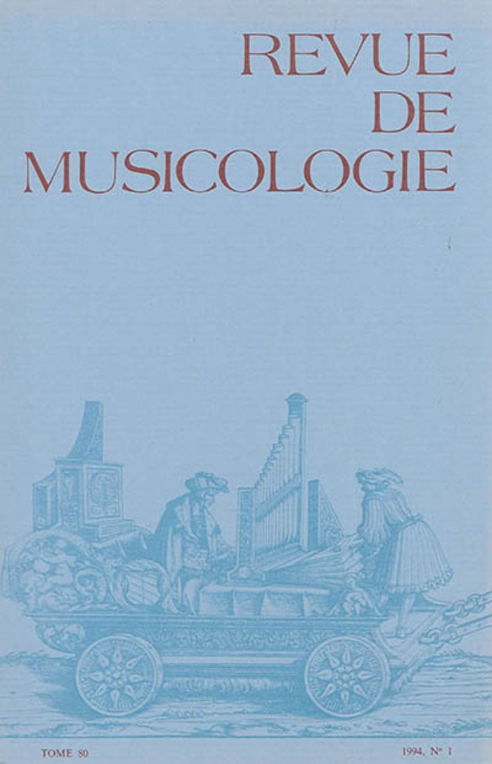 Couverture du livre « REVUE DE MUSICOLOGIE TOME 80, N 1 (1994) » de Collectif, librairie Les Contes Infusés à Corte