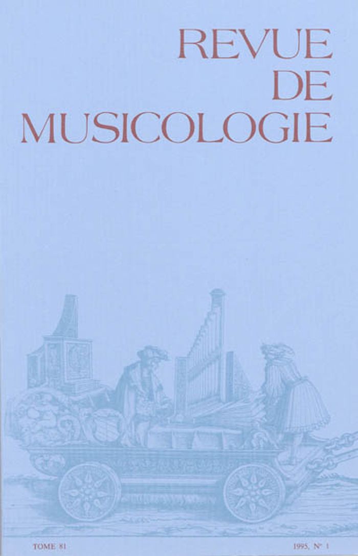 Couverture du livre « REVUE DE MUSICOLOGIE TOME 81, N 1 (1995) » de Collectif, librairie Les Contes Infusés à Corte