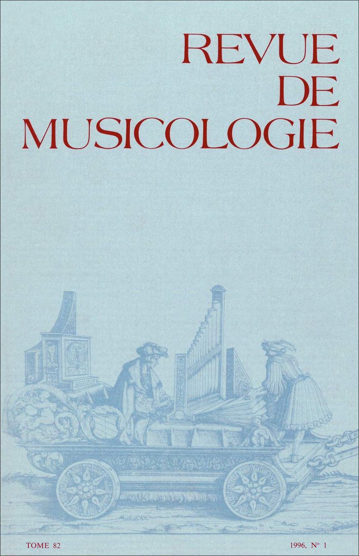 Couverture du livre « REVUE DE MUSICOLOGIE TOME 82, N 1 (1996) » de Collectif, librairie Les Contes Infusés à Corte