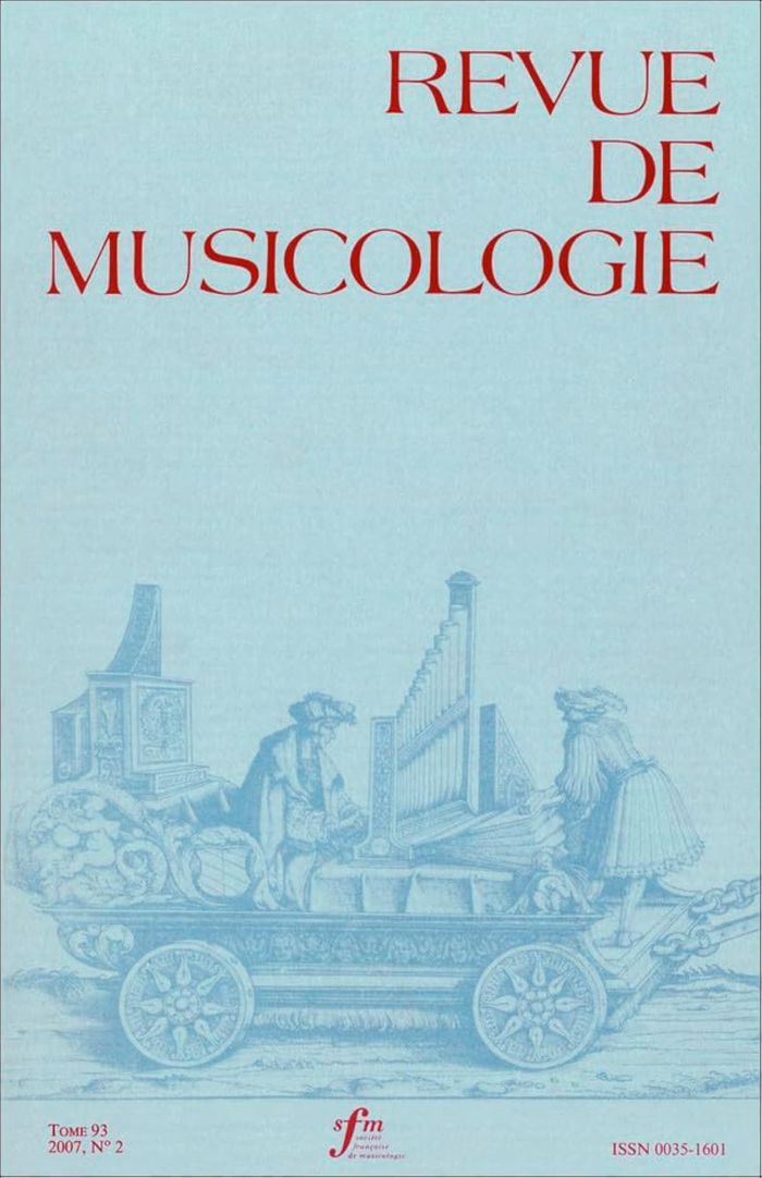 Couverture du livre « REVUE DE MUSICOLOGIE TOME 93, N 2 (2007) » de Collectif, librairie Les Contes Infusés à Corte