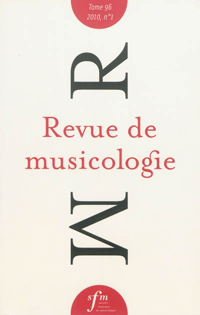 Couverture du livre « REVUE DE MUSICOLOGIE TOME 96, N 1 (2010) » de Collectif, librairie Les Contes Infusés à Corte