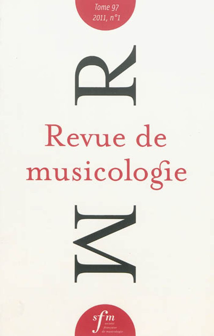 Couverture du livre « REVUE DE MUSICOLOGIE TOME 97, N 1 (2011) » de Collectif, librairie Les Contes Infusés à Corte
