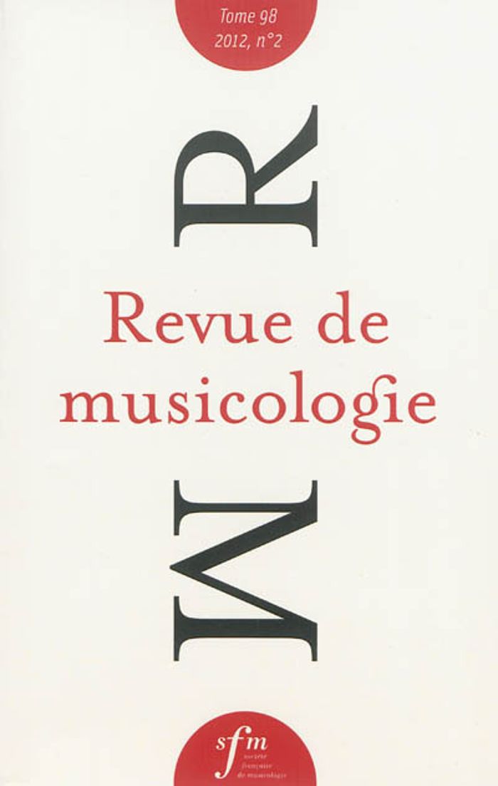 Couverture du livre « REVUE DE MUSICOLOGIE TOME 98, N 2 (2012) », librairie Les Contes Infusés à Corte