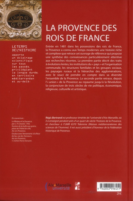 Quatrième de couverture de « LA PROVENCE DES ROIS DE FRANCE »