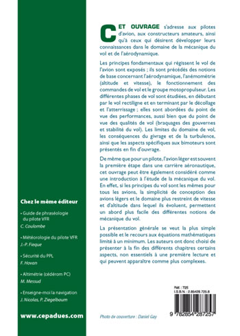 Quatrième de couverture de « LA MECANIQUE DU VOL DE L'AVION LEGER - 2EME EDITION »