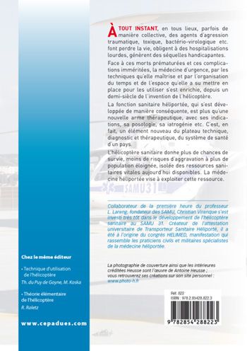 Quatrième de couverture de « L'HELICOPTERE SANITAIRE - GUIDE DE LA MEDECINE HELIPORTEE »