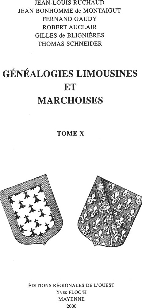 Couverture du livre « GENEALOGIES LIMOUSINES ET MARCHOISES T10 » de Jean-Louis Ruchaud, librairie Les Contes Infusés à Corte