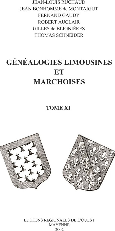Couverture du livre « GENEALOGIES LIMOUSINES ET MARCHOISES T11 » de Jean-Louis Ruchaud, librairie Les Contes Infusés à Corte