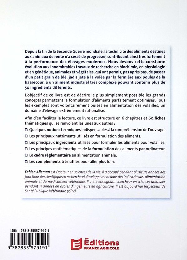 Quatrième de couverture de « Nutrition animale : comprendre la formulation et ses applications »