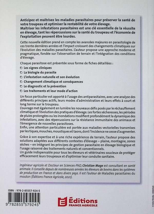 Quatrième de couverture de « Maladies parasitaires des bovins »