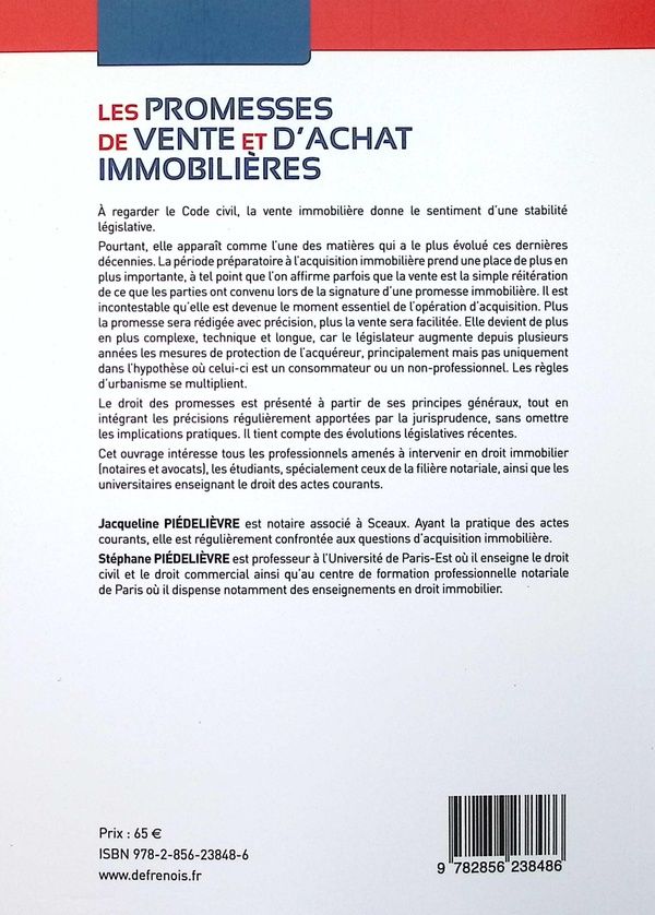 Quatrième de couverture de « Les promesses de vente et d'achat immobilières »