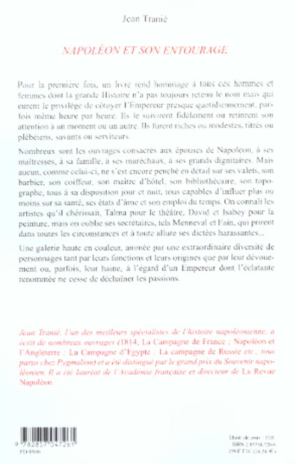 Quatrième de couverture de « NAPOLEON ET SON ENTOURAGE »