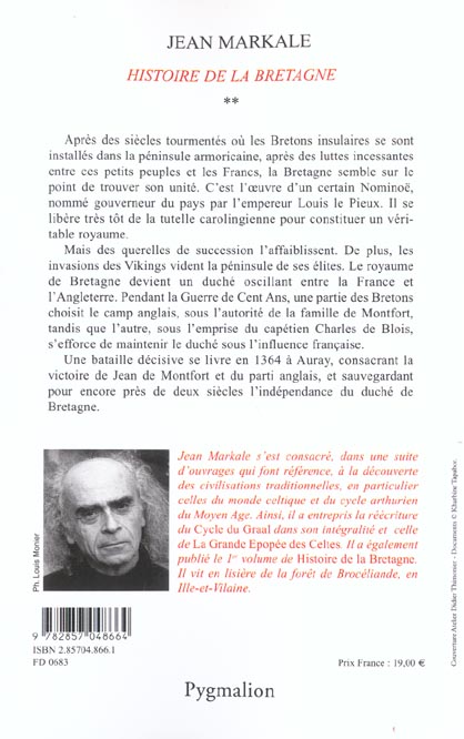 Quatrième de couverture de « HISTOIRE DE LA BRETAGNE - VOL02 - DU ROYAUME AU DUCHE (845-1364) »