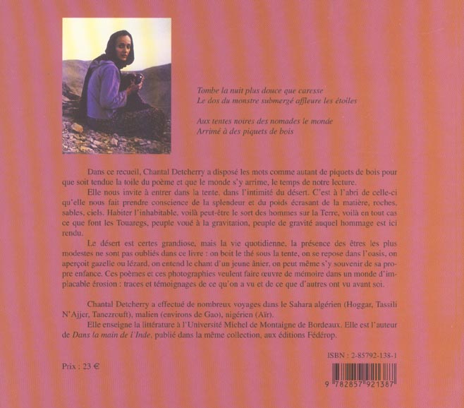 Quatrième de couverture de « SAISONS DE SABLE - POEMES SAHARIENS »