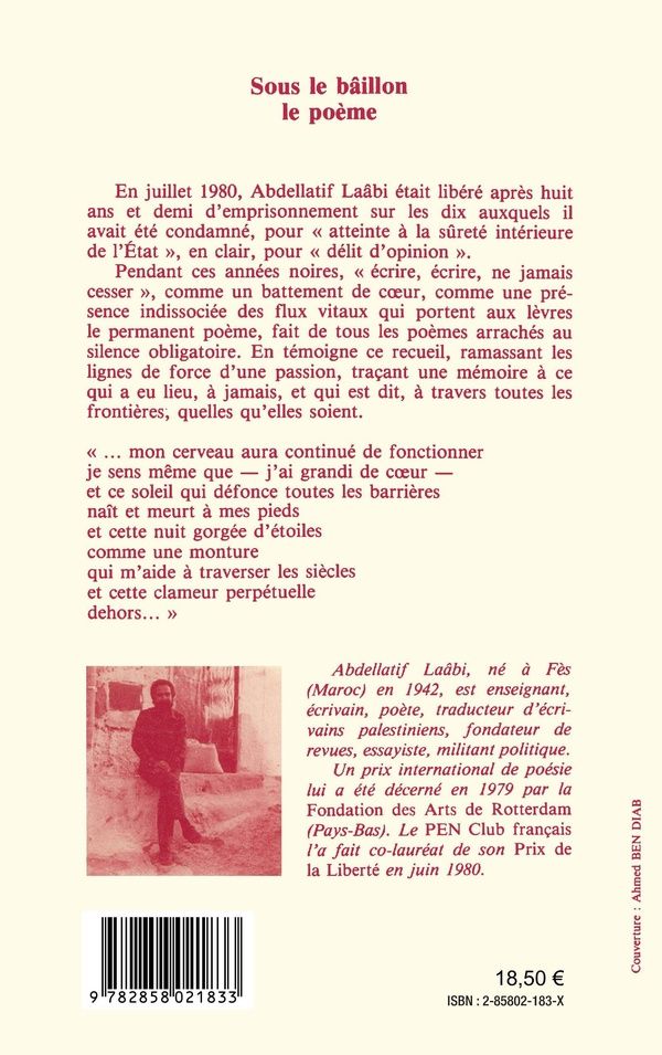 Quatrième de couverture de « SOUS LE BAILLON, LE POEME »