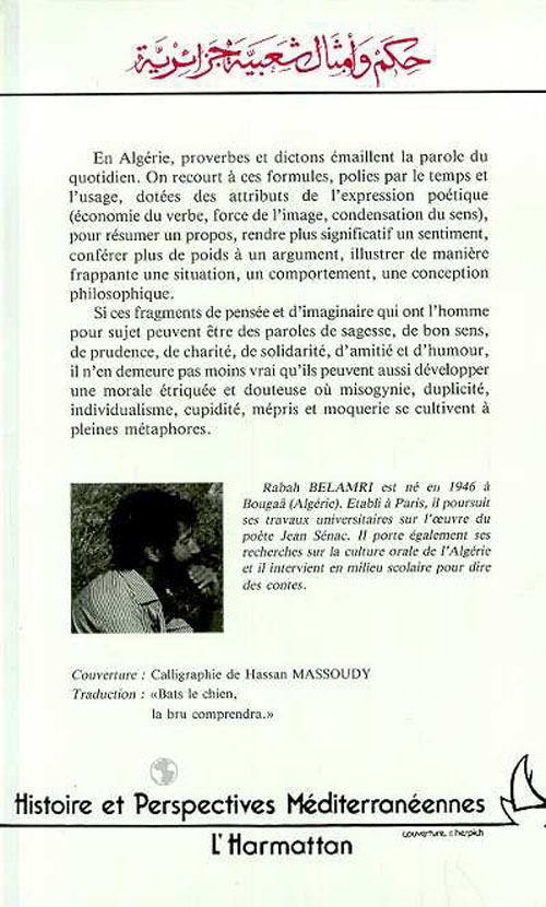 Quatrième de couverture de « PROVERBES ET DICTONS ALGERIENS »