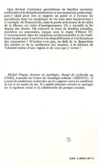 Quatrième de couverture de « DESARROIS OUVRIERS - FAMILLES DE METALLURGISTES DANS LES MUTATIONS INDUSTRIELLES ET SOCIALES »