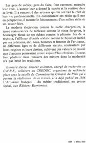 Quatrième de couverture de « LES ARTISANS - GENS DE METIER, GENS DE PAROLE »