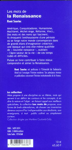 Quatrième de couverture de « LES MOTS DE LA RENAISSANCE »