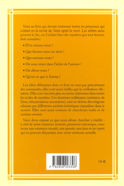 Quatrième de couverture de « AME DE LUMIERE - LA LOI DU KARMA »