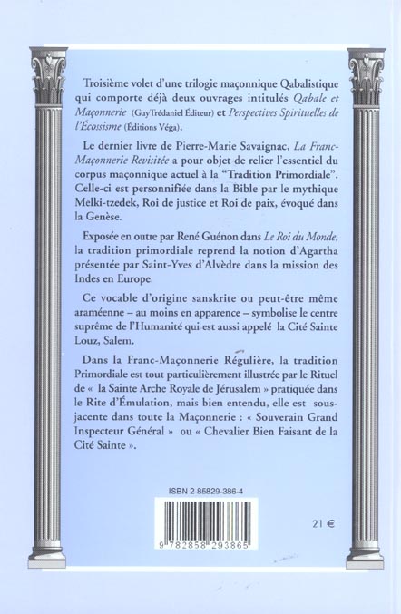 Quatrième de couverture de « LA FRANC-MACONNERIE REVISITEE »