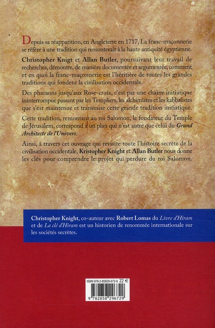 Quatrième de couverture de « LA CLE D'HIRAM REVISITEE »