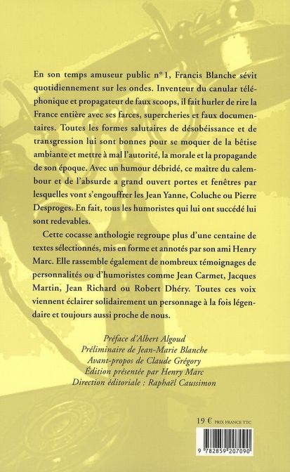 Quatrième de couverture de « SIGNE FRANCIS BLANCHE »