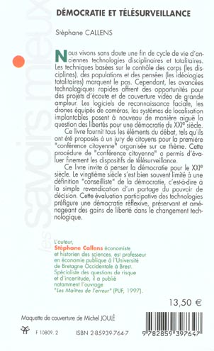 Quatrième de couverture de « DEMOCRATIE ET TELESURVEILLANCE »