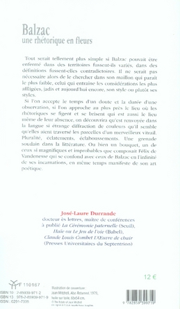 Quatrième de couverture de « BALZAC - UNE RHETORIQUE EN FLEURS »
