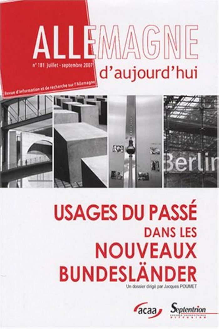 Couverture du livre « ALLEMAGNE D'AUJOURD'HUI, N 181/JUIL.-SEPT. 2007 » de Xxx, librairie Les Contes Infusés à Corte