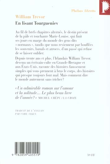 Quatrième de couverture de « EN LISANT TOURGUENIEV »