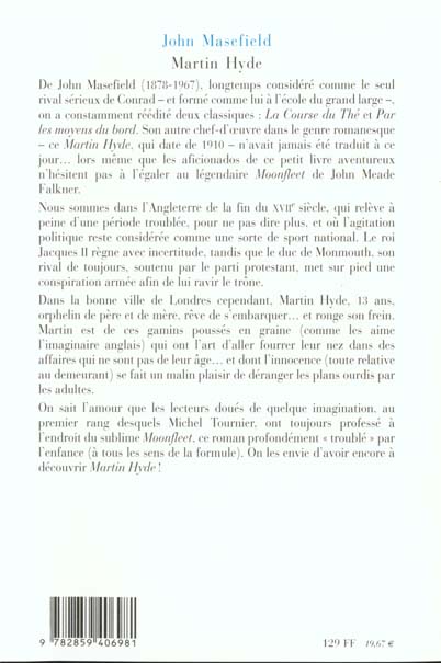 Quatrième de couverture de « MARTIN HYDE »
