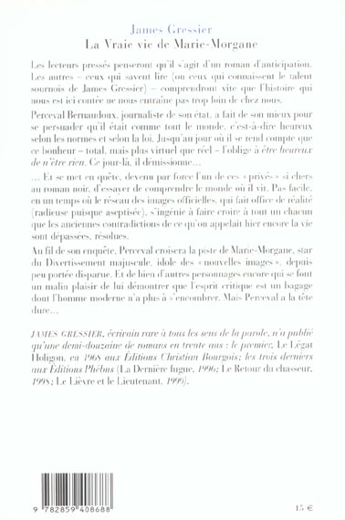 Quatrième de couverture de « LA VRAIE VIE DE MARIE MORGANE »