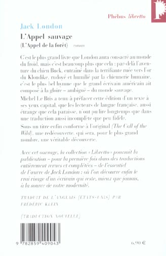 Quatrième de couverture de « L'appel sauvage : l'appel de la forêt »