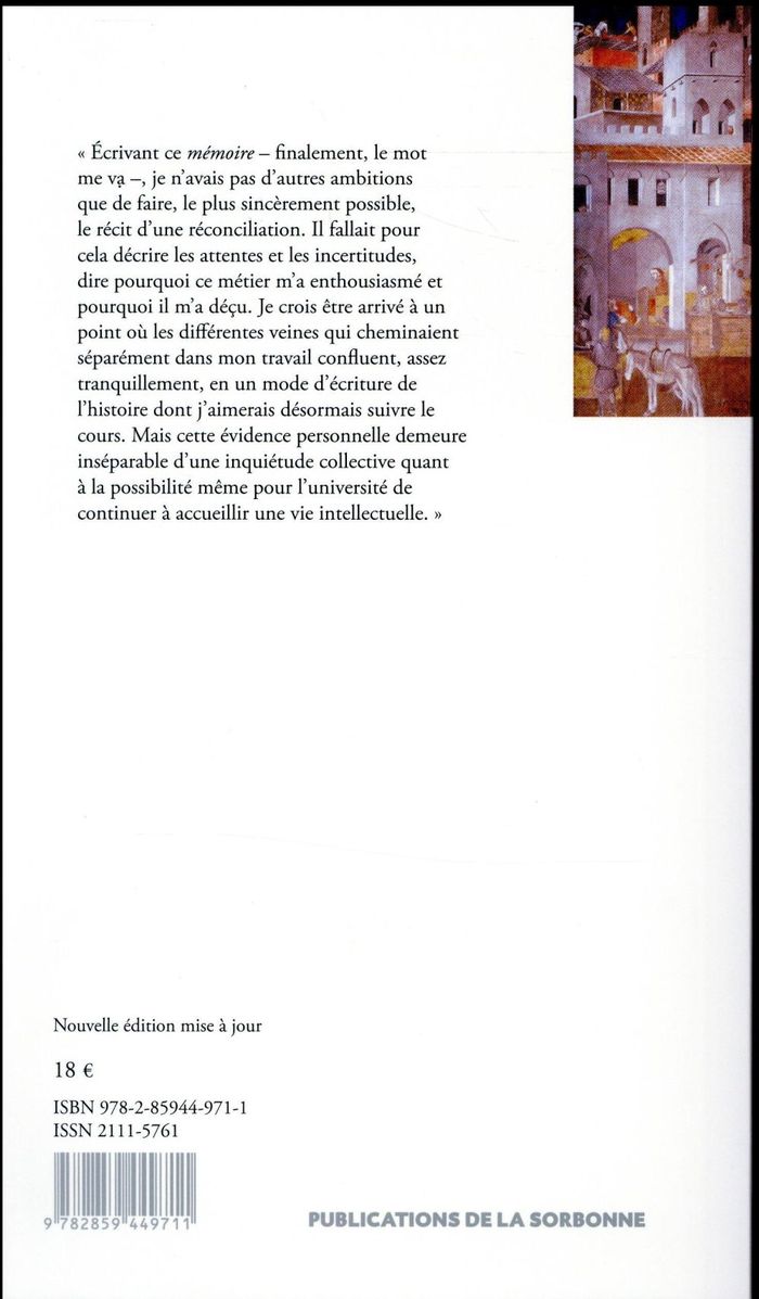 Quatrième de couverture de « Faire profession d'historien »
