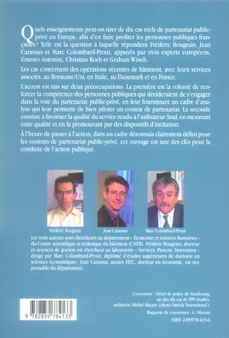 Quatrième de couverture de « PARTENARIAT PUBLIC-PRIVE ET BATIMENT EN EUROPE - QUELS ENSEIGNEMENTS POUR LA FRANCE ? »