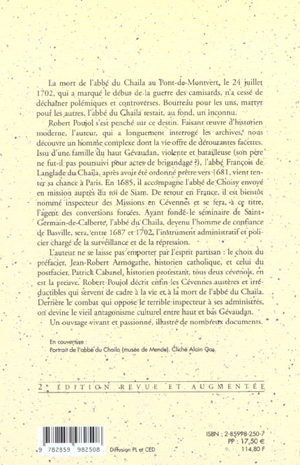 Quatrième de couverture de « ABBE DU CHAILA, 1648-1702 DU SIAM AUX CEVENNES »