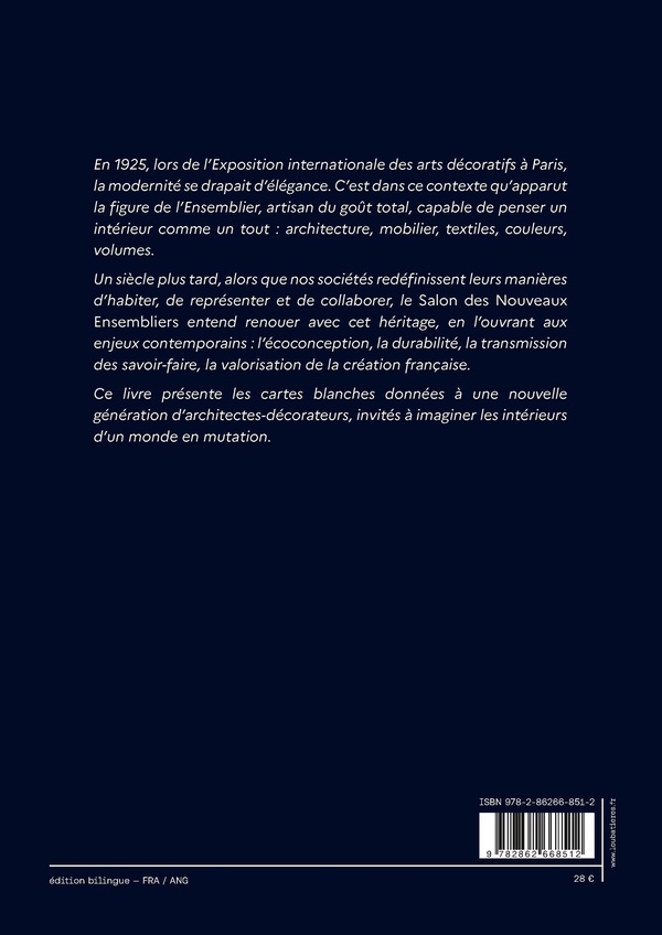 Quatrième de couverture de « Les nouveaux ensembliers, salon 2025 »