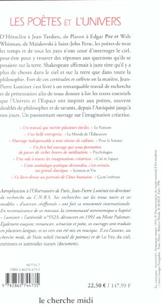 Quatrième de couverture de « LES POETES ET L'UNIVERS »
