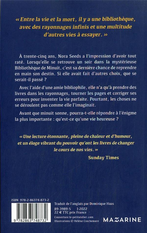 Quatrième de couverture de « La bibliothèque de minuit »
