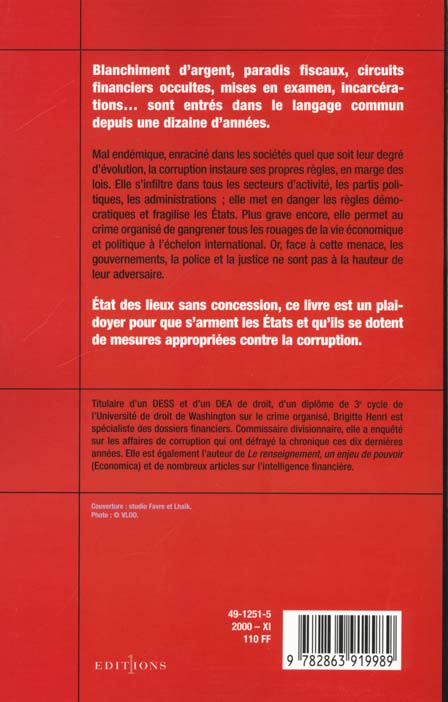 Quatrième de couverture de « AU COEUR DE LA CORRUPTION - PAR UNE COMMISSAIRE DES RG »